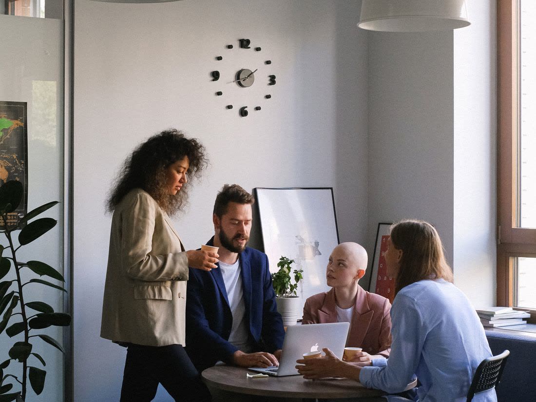 A team meeting around a table